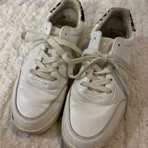 Old Navy White Leather? With Leopard on the Heels Women Size 7